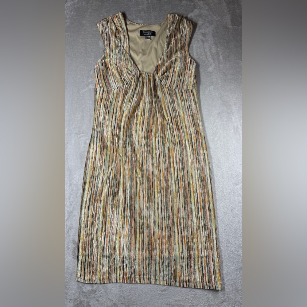 Vintage Y2K Essentials by ABS Knit Multicolor Sleeveless Babydoll Dress Small